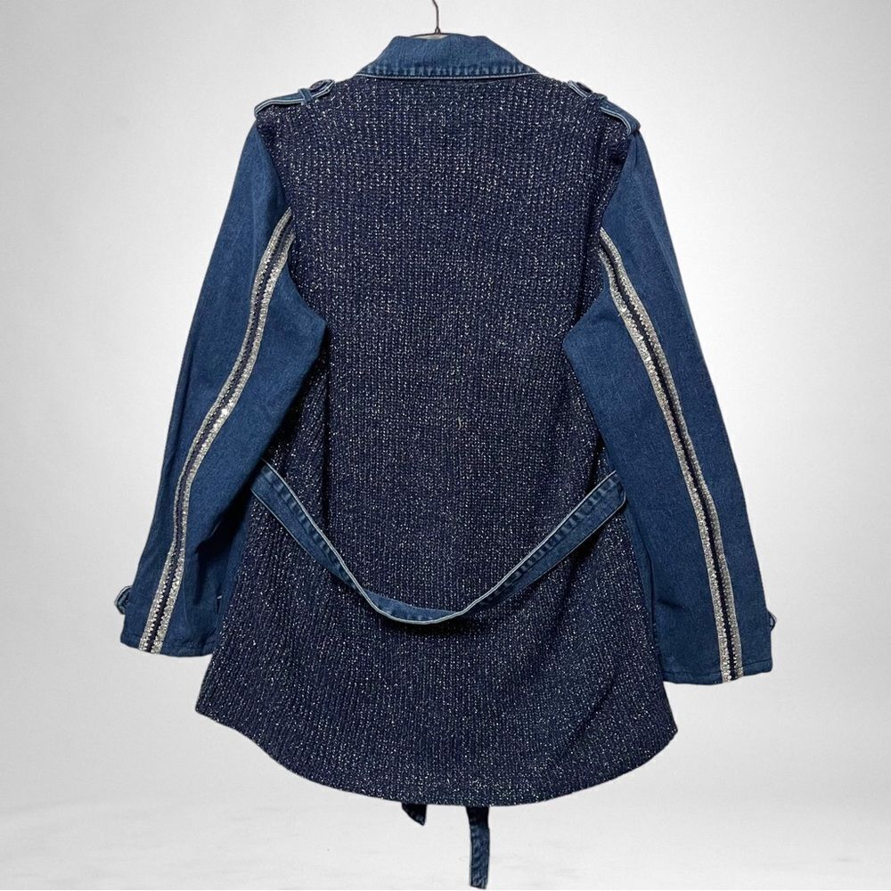 NWT DESIGUAL Mizuki Denim Sequin Belted Parka Jacket XL - Picture 12 of 16